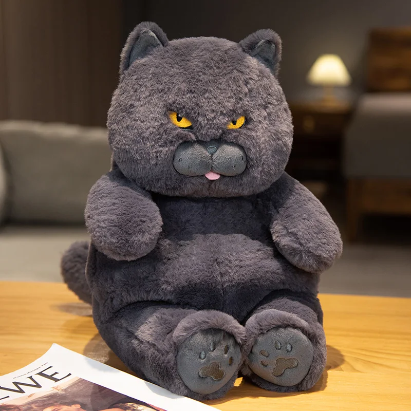 Fat Cat Plush Stuffed Animals Toy Lifelike Black Cat Toy for Boys and Girls Children Xmas Birthday Gift