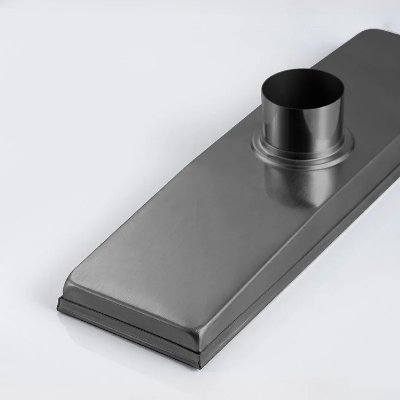 Curled edge with slope, long strip floor drain, stainless steel gray, high displacement, odor and insect proof, toilet drainage