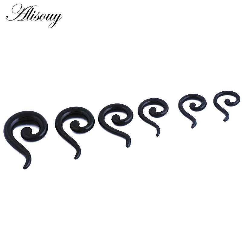 2 Pieces 1.6-10mm Acrylic Spiral Taper Flesh Tunnel Ear Stretcher Expander Studs Cone Snail Questions Mark Buffalo Earrings
