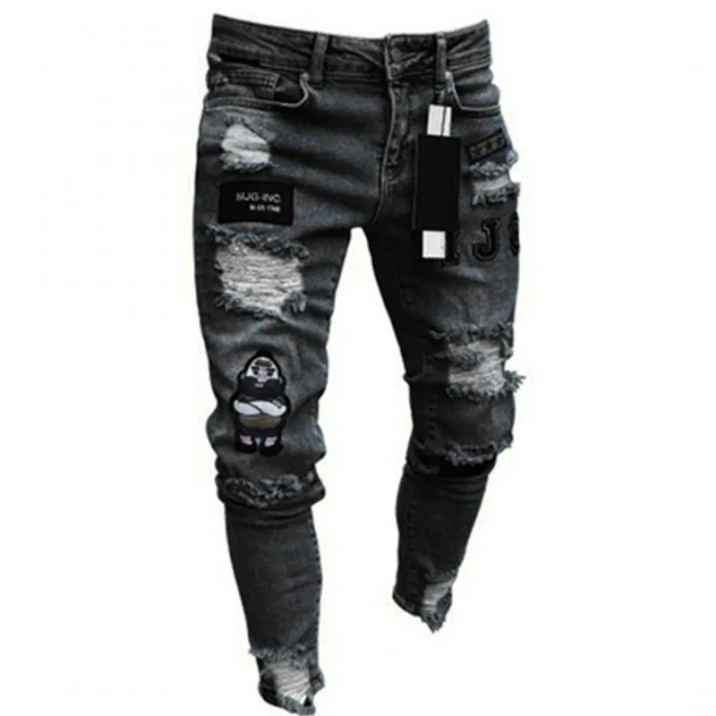Jean Slim Déchiré en Denim pour Homme, Pantalon Vintage, Délavé, Solide, Surintendant, Décontracté, Slim Fit, Noir, Bleu, Style de Rue, à la Mode, 2023 S51cfd8378e2d4eedab70552f9cce38deB