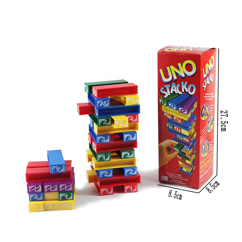 Stacko UNO Card Board Games Family Entertainment Poker Party Early Education Puzzle Stackoed Toys Playing Cards Birthday Gift