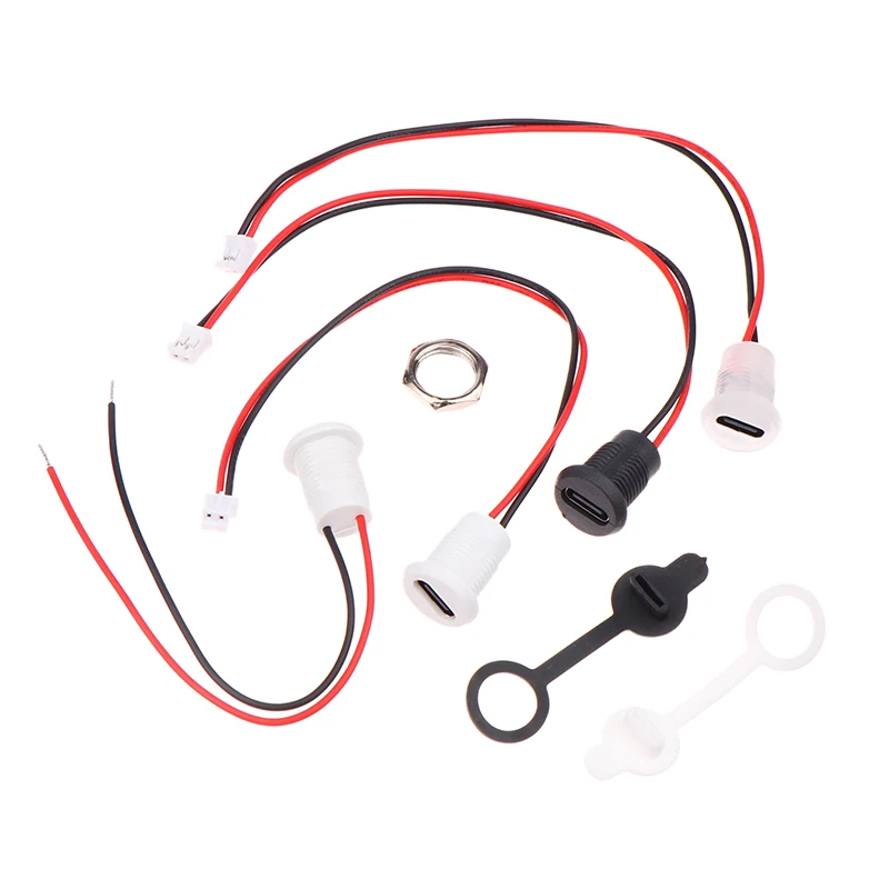 New USB-C 2P High Current Charging Socket Nut Snap Lock Plate USB TYPE-C Female Type C Waterproof Female Connector JacK