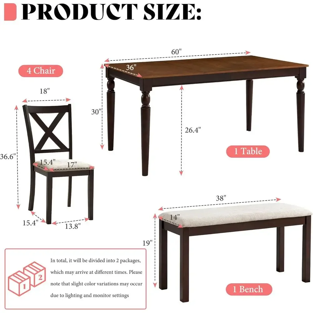 

Promotion PriceSpecial Offer6-Piece Armhouse Dining Table Set Or 6-7, 60" Solid Wood Kitchen Table And Chairs, 1 Dining Table, 4