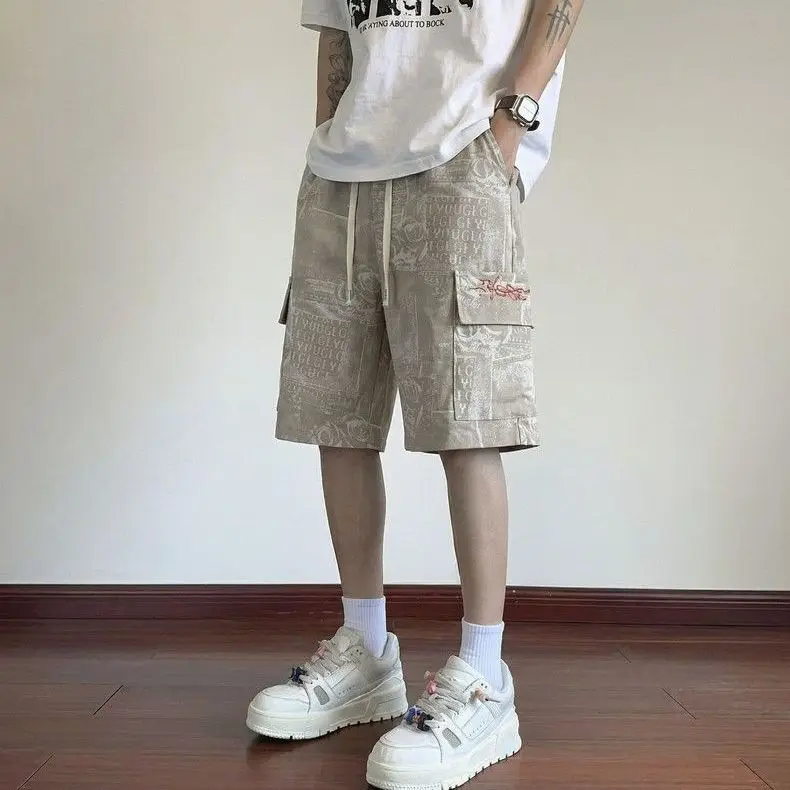 Summer Men's Shorts Straight Cut Loose Fit Cargo Style Big Size Essential Casual Outdoor Athletic Wear