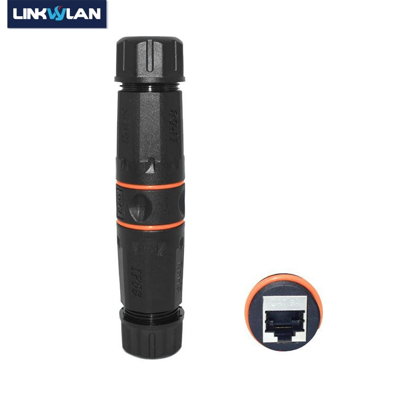 Linkwylan IP68 RJ45 Connector Waterproof Network Cable Plug Straight Joint Ethernet CAT6A Shielded M23 Female Extension Adaper