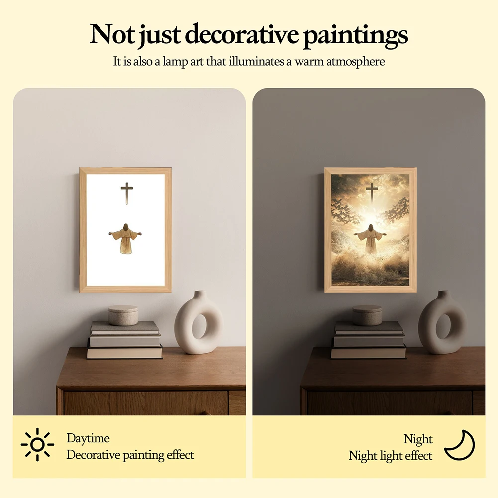 

Jesus Lamp Jesus Painting Decorative Lights Night Light Illuminated Jesus Picture Picture Frame Light for Living Room Bedroom