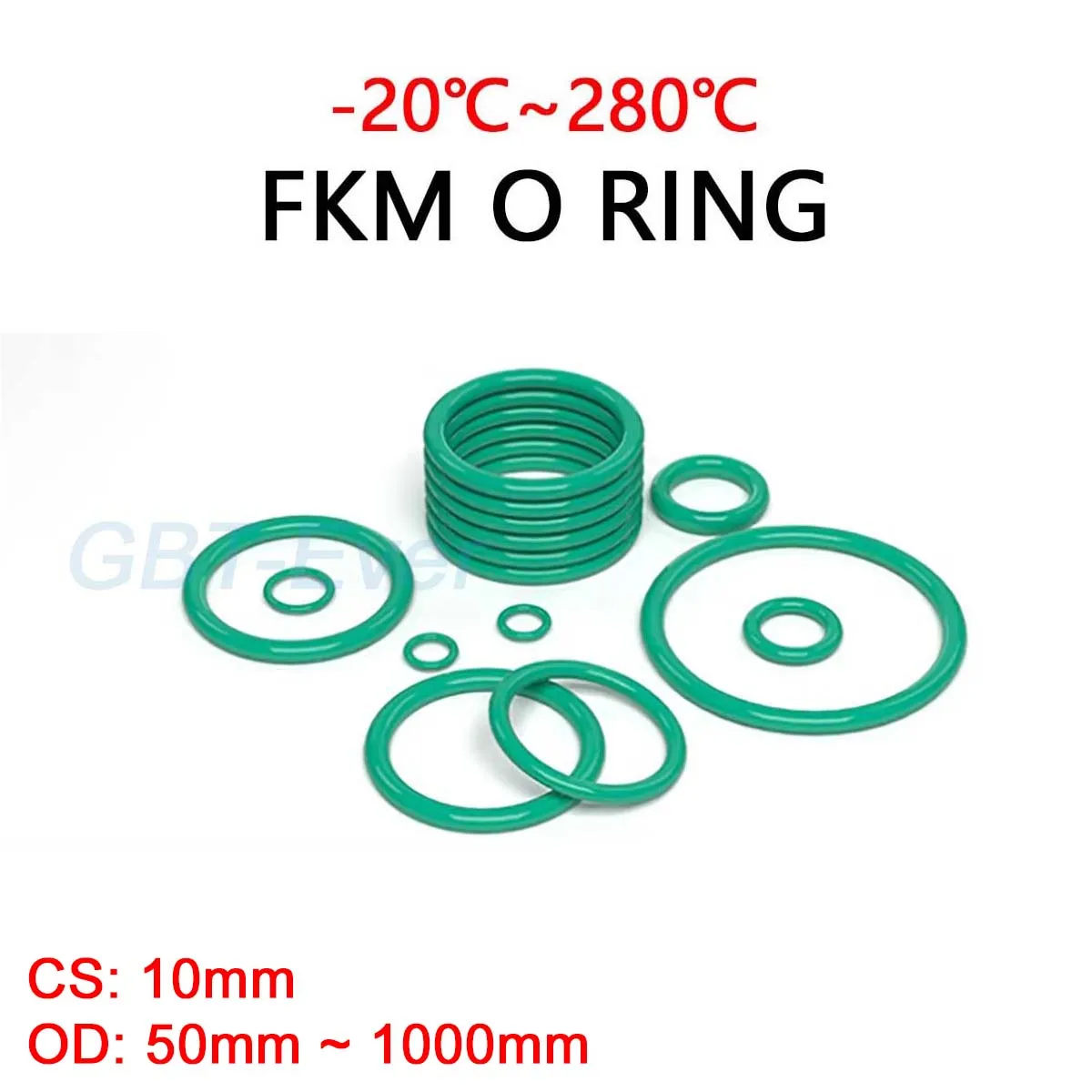 

FKM Green Fluorine Rubber O Ring CS 10mm OD 50mm ~ 1000mm O-Rings Sealing Gasket Washer Oil Resistant Acid & Alkali Resistant