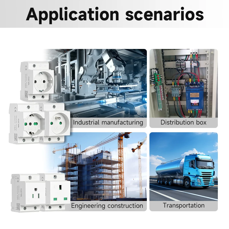 GEYA 16A 220V AC Din Rail Modular Power Socket - 35 มม., EU/FR/US/BK/IT, อุตสาหกรรมและที่อยู่อาศัย, อะแดปเตอร์จ่ายไฟเชื่อมต่อ
