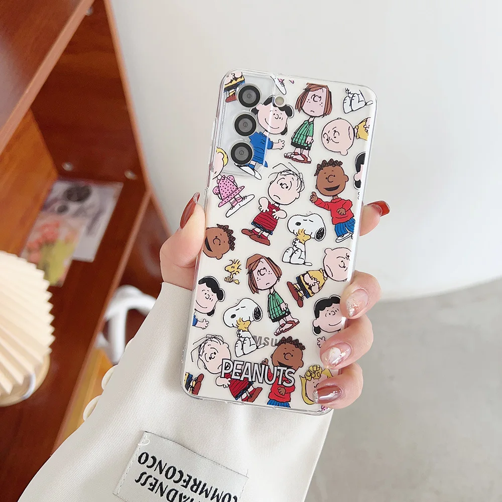 Cute Cartoon Peanut Snoopy Charlie Brown Transparent Phone Case For Samsung Galaxy S26 25 24 23 Ultra Puls Cases Soft TPU Cover view 3