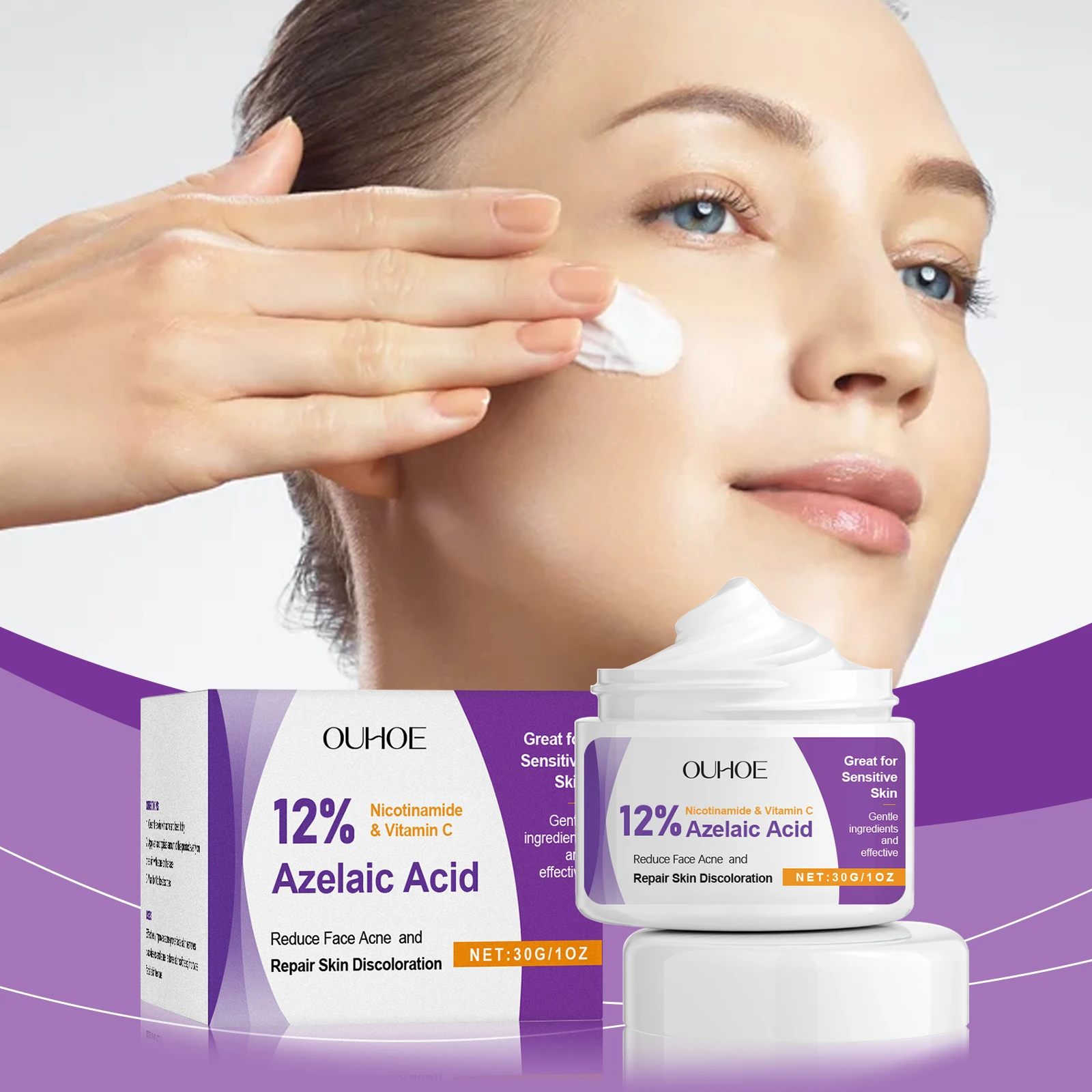 Azelaic Acid Acne Treatment Cream Gentle Moisturizing Brightening H...