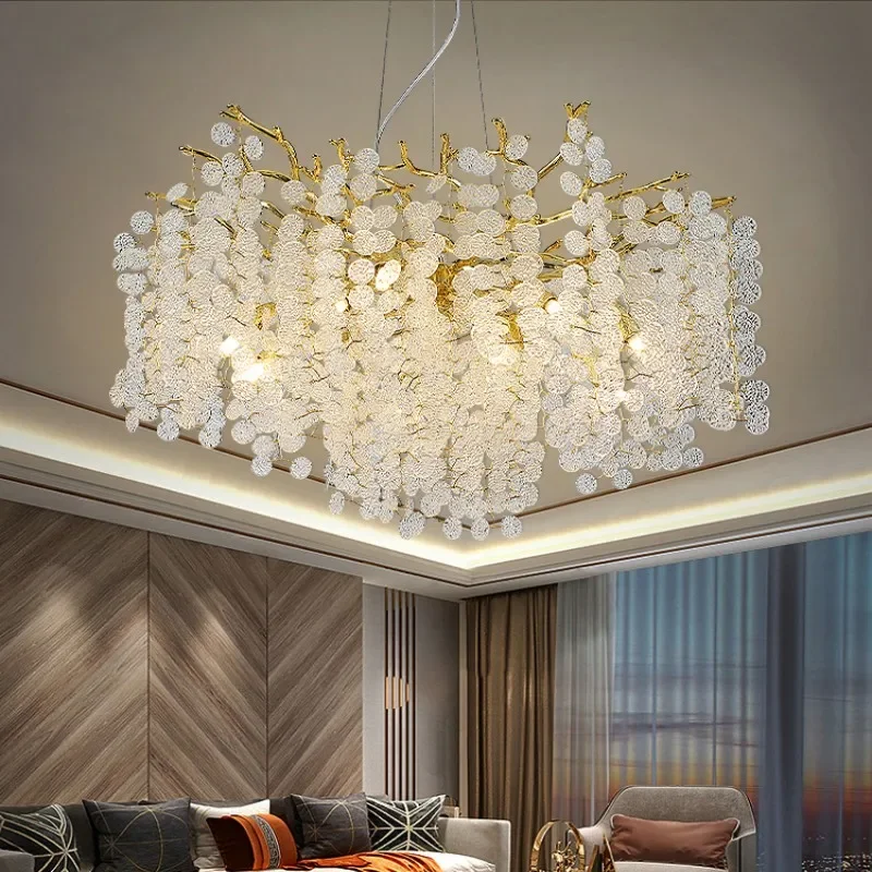 Crystal Branch Chandelier Gold Luxury Money Tree Crystal Chandeliers For Bedroom Living Dining Room