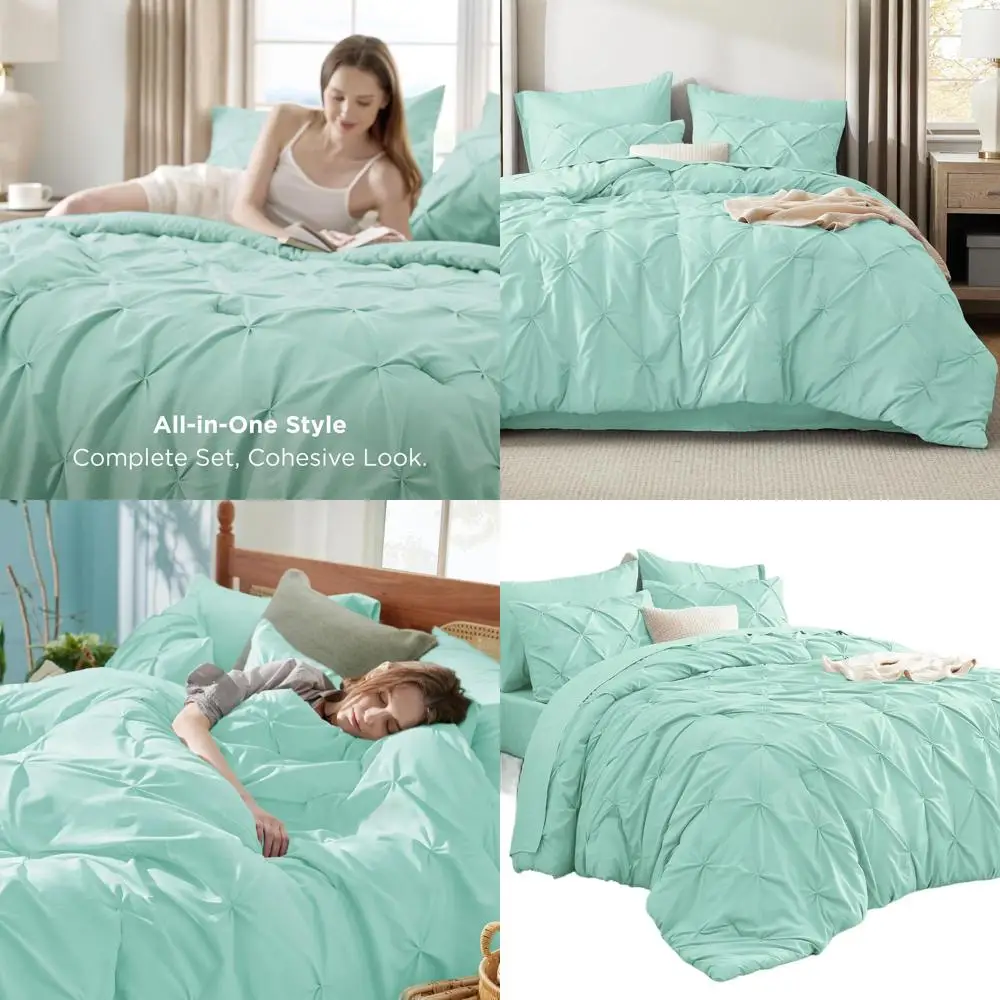 

Mint Green 7-Piece Comforter Set with Sheets, Pillowcases & Shams - Bedding Gift for Family