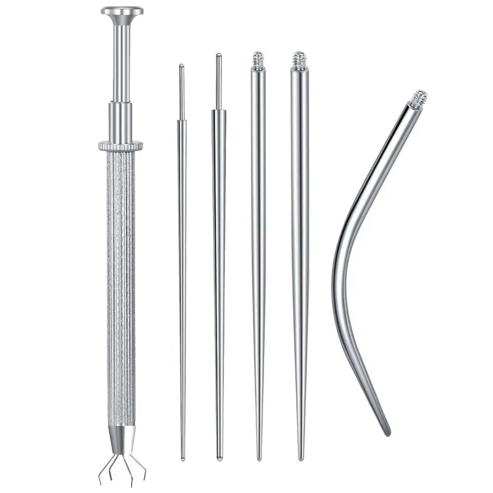 6/7pcs Stainless Steel Piercing Taper Tool Earring Applicator Professional Puncture Connecting Pin Earring Tool