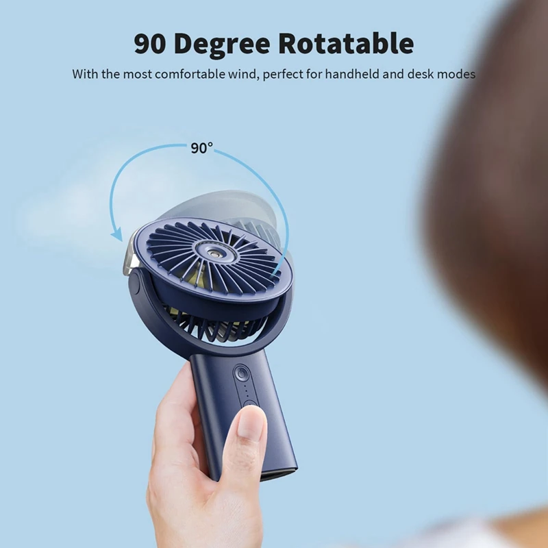 Ventilador de nebulización portátil, dispositivo de mano de 4000Mah, ajustable a 90 °, pequeño para viaje, hogar, playa al aire libre