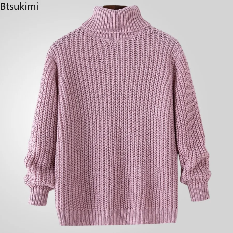 

2025 Men's Autumn Winter Thickened Warm Knitted Sweaters Fashion Turtleneck Pullovers Vintage Casual Streetwear Men Sweatercoats