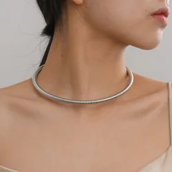 European American Style Alloy Collar Open Choker Necklace For Women Wedding Jewelry Silver Color Snake Bone Opening Necklace