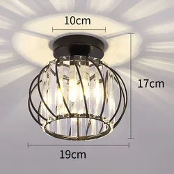 1-Light Black Led Light Ceiling Modern Hanging Luxury Crystal Ceiling Lights for Dining Room Bedroom