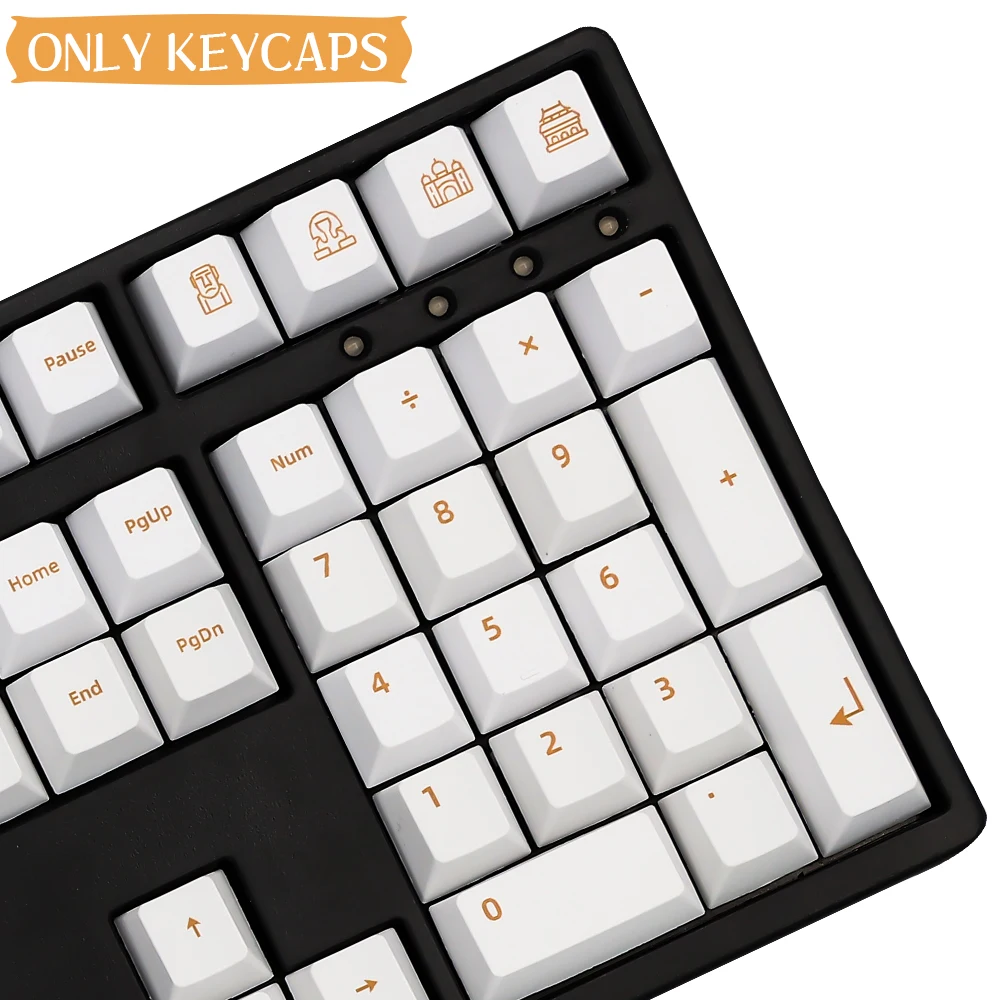

137-key PBT material CHERRY high-profile keycaps, with a white minimalist style and a smooth touch.