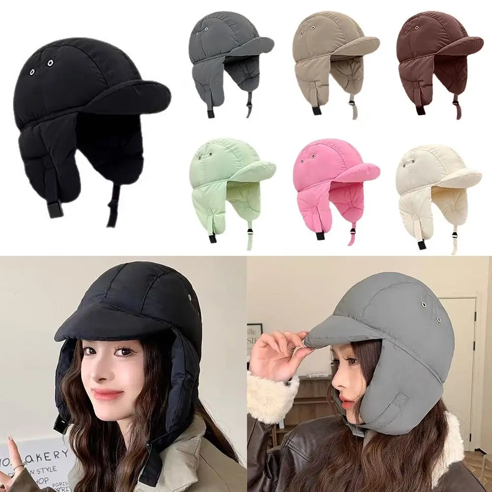 Cappello di protezione per le orecchie in tinta unita antivento Protezione dal freddo Passamontagna Pullover Berretto Imbottito in cotone Berretto caldo per esterni