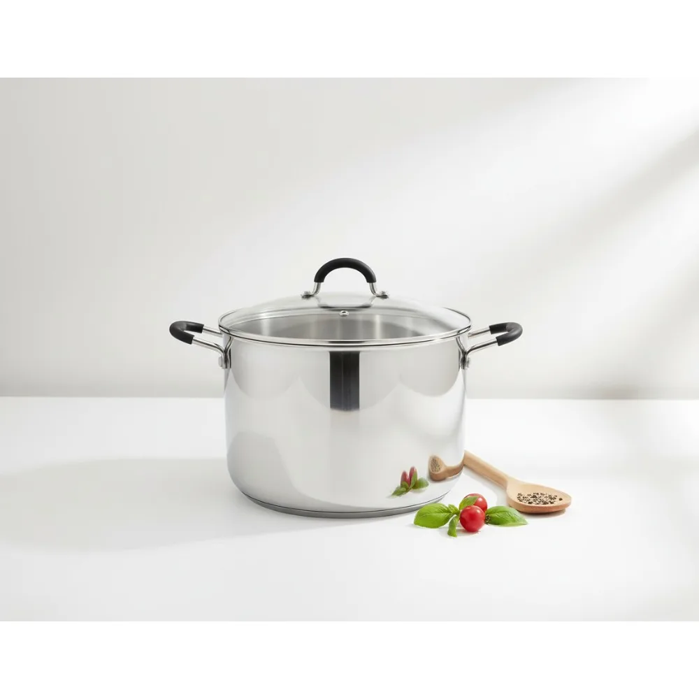 

Кастрюля премиум-класса из нержавеющей стали на 12 литров с крышкой — индукционная совместимая посуда для домашних повара