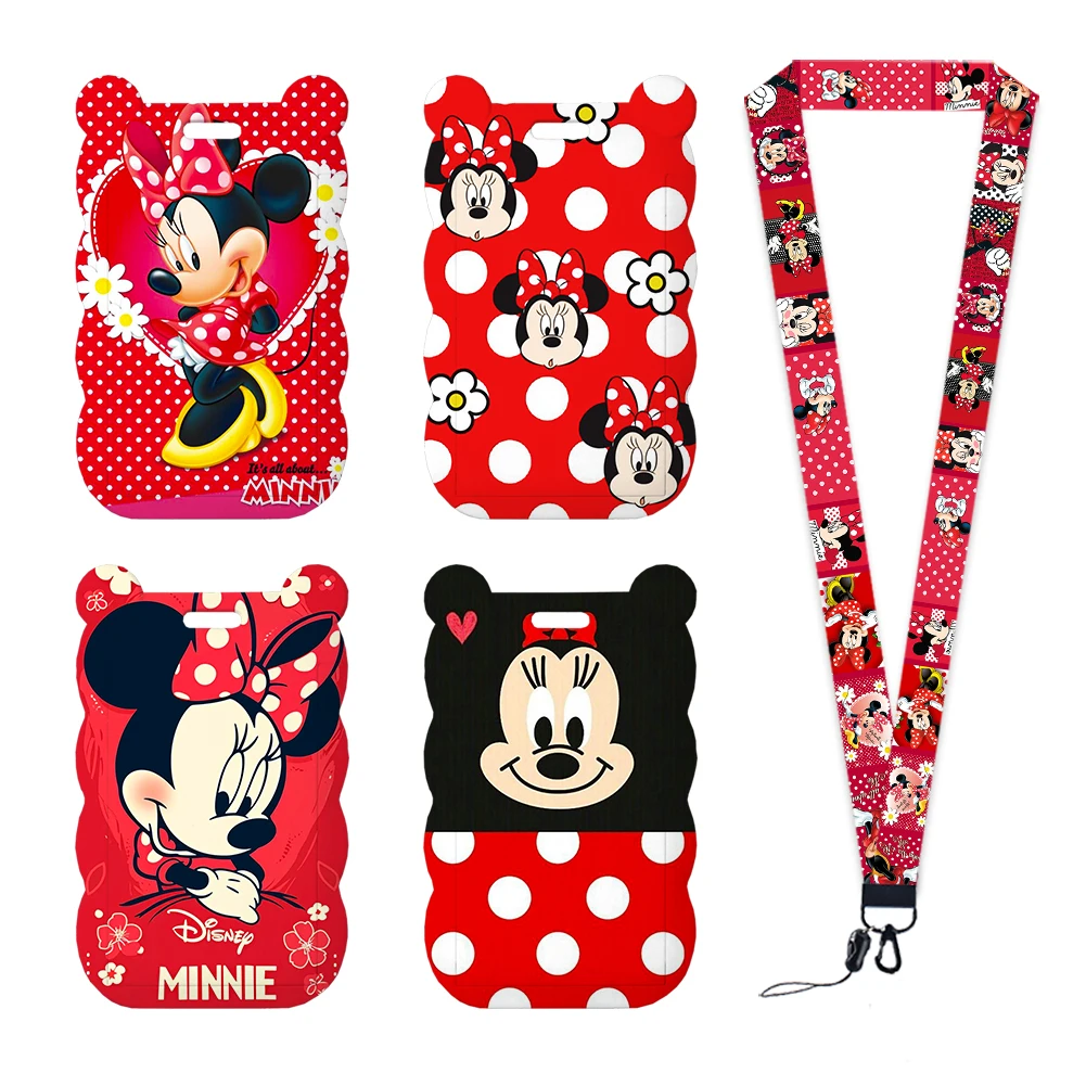 Cartoon Disney Topolino Cordini carini Porta badge carino ID Carta di credito Pass Hang Rope Cordino per chiavi Accessori Regali