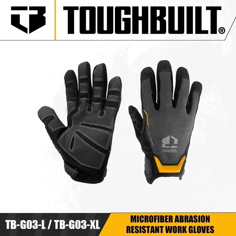 TOUGHBUILT TB-G03-L / TB-G03-XL Microfiber Abrasion Resistant Work Gloves Hand Protection Power Tool Accessories