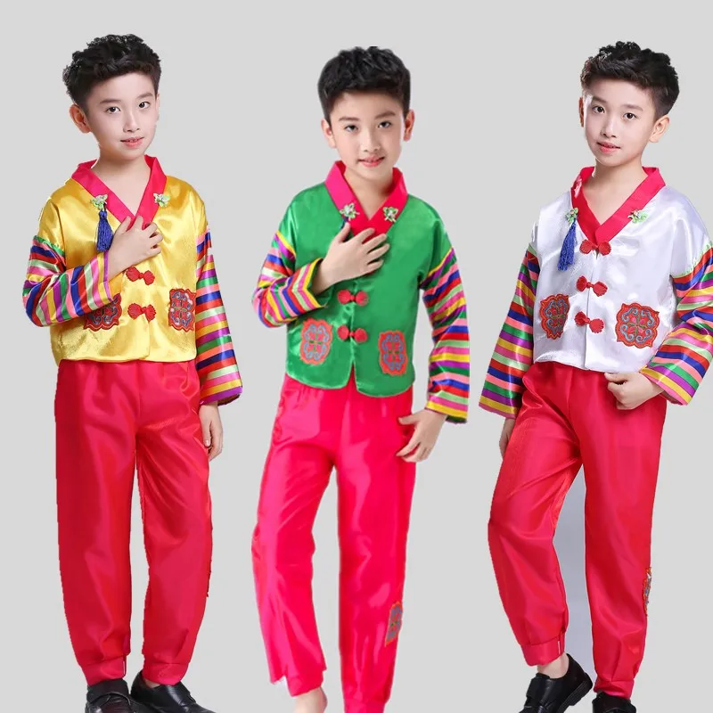 2022 New Arrival Long-Sleeved Boys Kids Hanbok Creative Simple Children's Hanbok Traditional Korean Performance Costume LC782