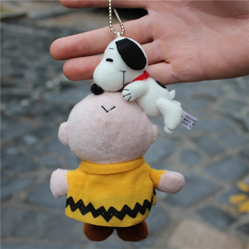 1piece 15CM Cute Peanuts Snoopy Charlie Brown with snoopy Plush pendant toys  KEY CHAIN Stuffed dolls