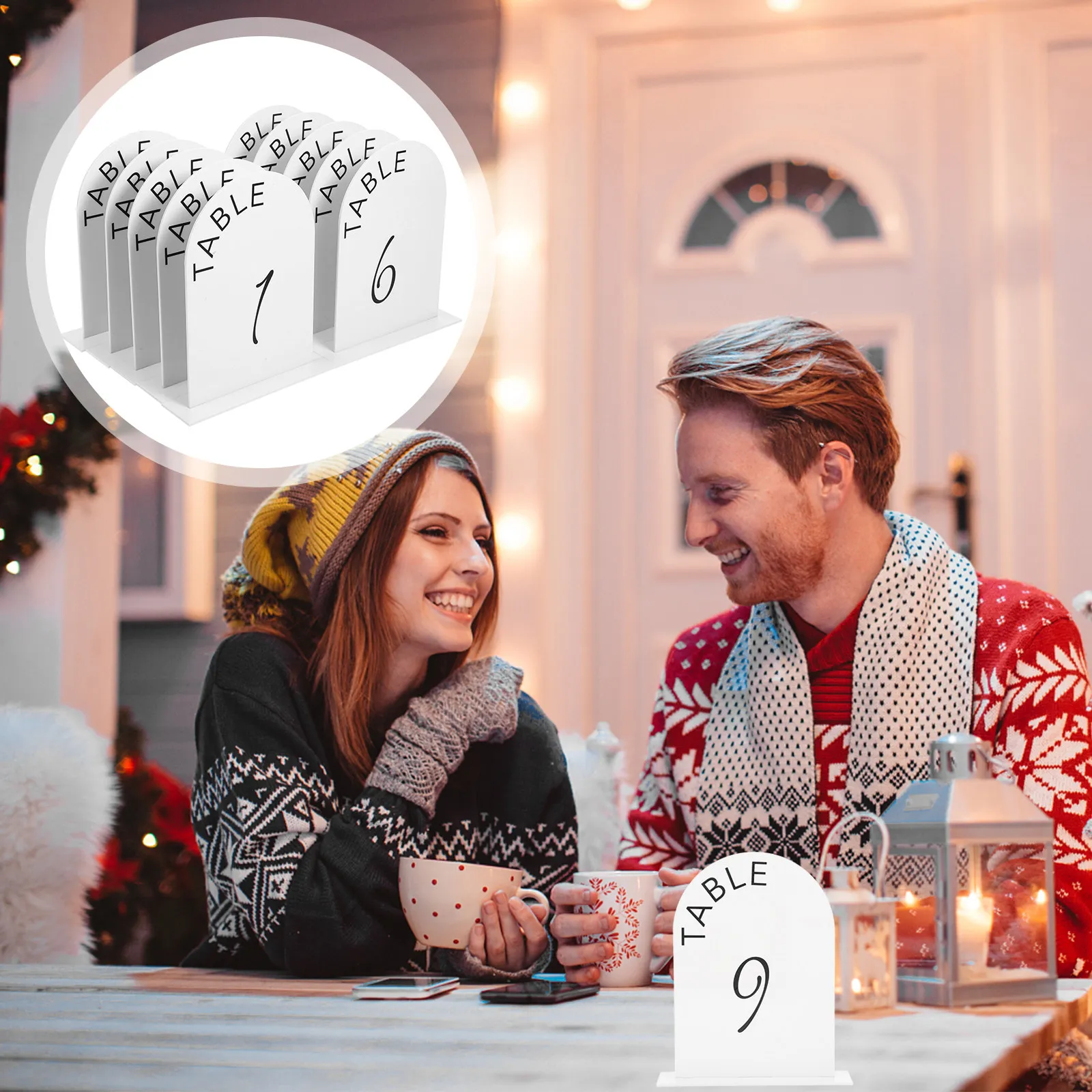 

10Pcs Acrylic Table Number Signs Frosted -10 for Wedding Table Decorations Arch Style Holder Centerpiece Event Setup