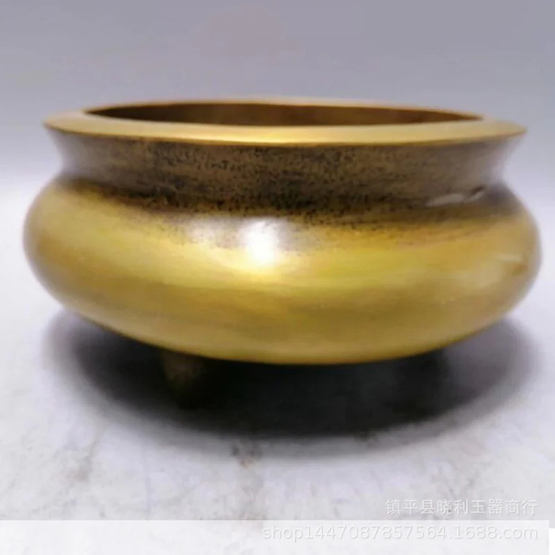 Daming Xuande Burner Incense Holder Plain Surface Home Copper Craft Artifact