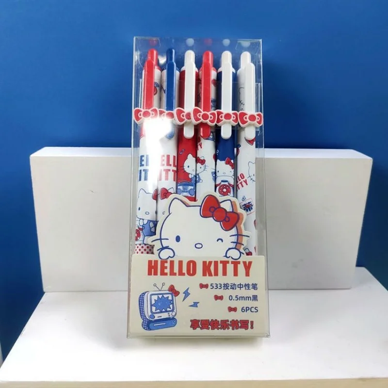 

Набор из 18 шт. креативных гелевых ручек Sanrio Kitty с нажимным механизмом, милые, 0,5 мм, черные чернила, для подписи, школьные принадлежности