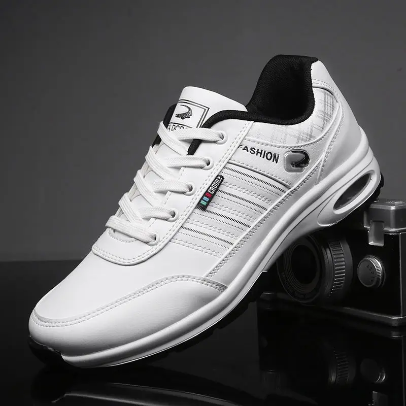 

Mens Waterproof Fashion Casual Outdoor Hiking Training Golf Shoes Mens Leather Golf Shoes Non-slip Shock-absorbing Sneakers