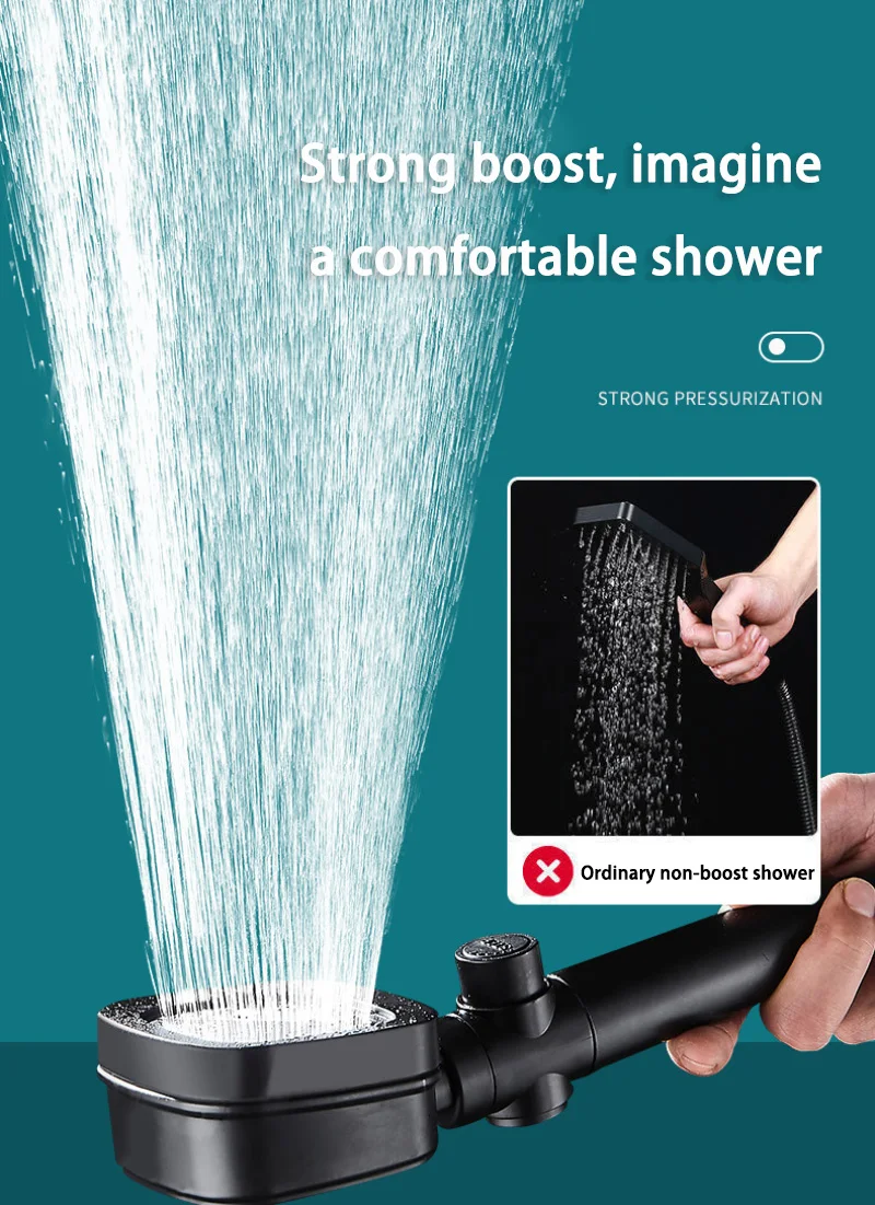 Xiaomi Home Furnishings Boosting Stainless Steel Shower Head Filter Shower Set with 4 Levels to Adjust High Water Output