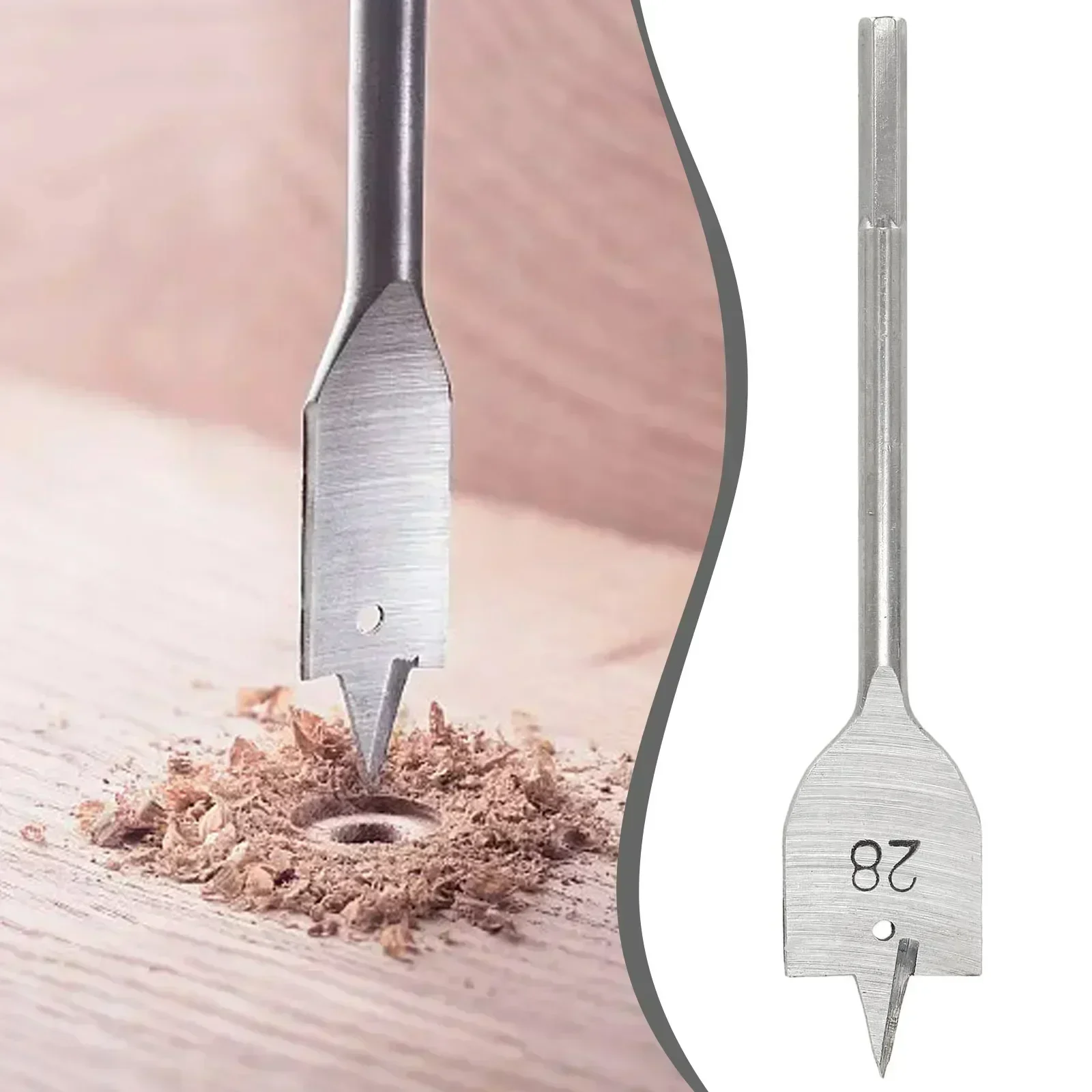 1 PC ไม้แบนเจาะบิต 20-38 มม.สามชี้แบนเจาะหกเหลี่ยมไม้รูเปิดสําหรับไม้กระดานเจาะบิต