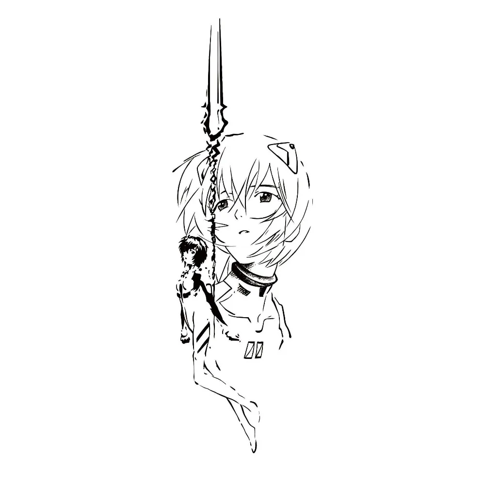 EVA Rei Ayanami Herbal Temporary Tattoo, Waterproof Anime Body Art Sticker, Unisex Cool Decoration Gift