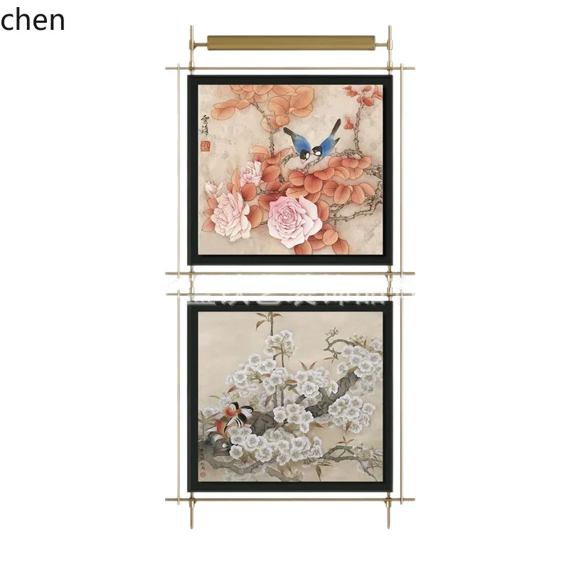 ZML New Chinese Style Decorative Painting with Metal Hanging Rod for Homestay Guest Room Decoration