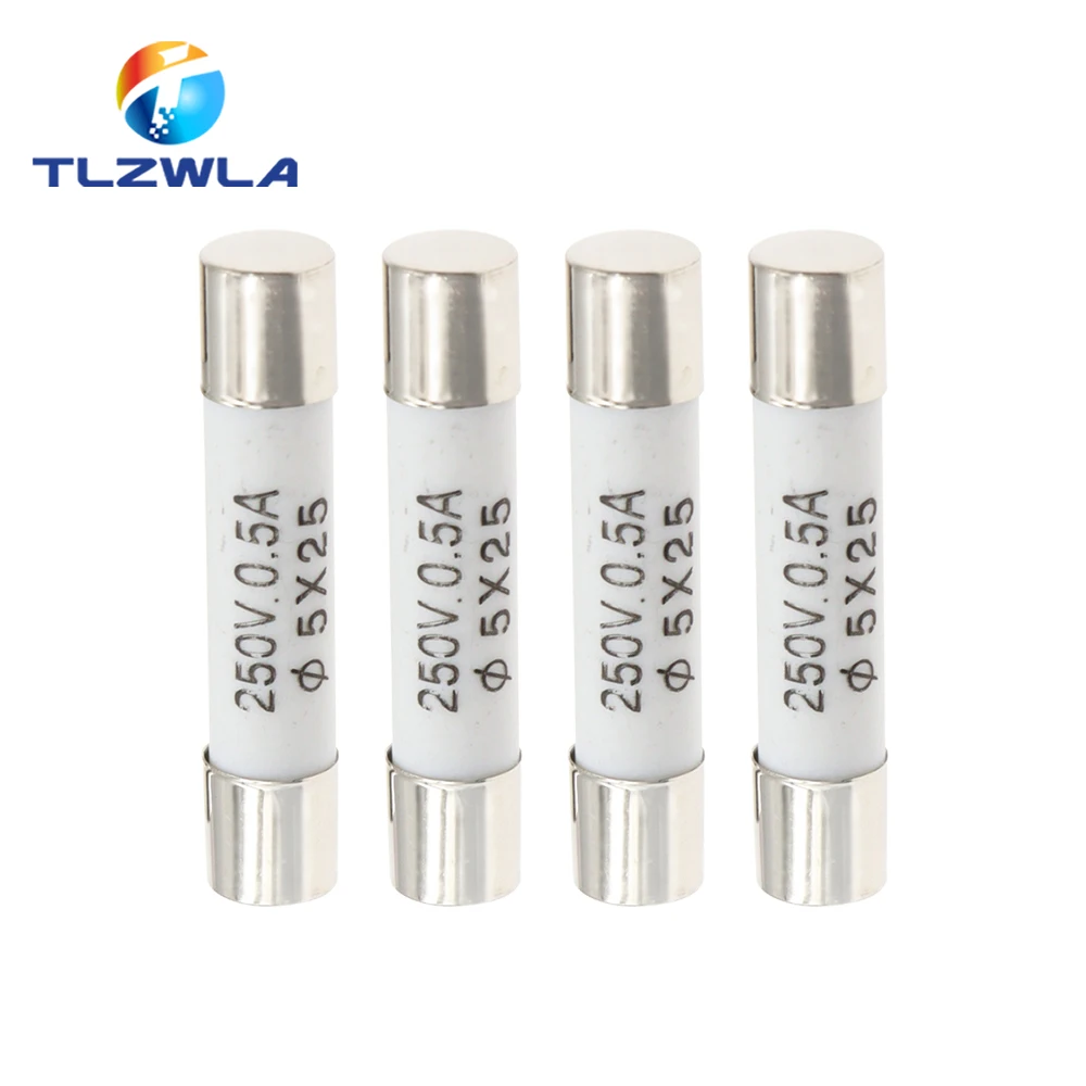 10PCS RO55 Fast Blow Ceramic Fuse 5*25mm Fuse 250V 0.5A 1A 2A 3A 4A 6A 8A 10A 15A 20A 25A 30A 5X25MM