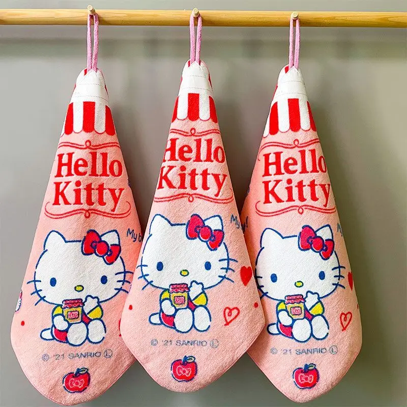 

2pcs Cartoon Anime Sanrio Square Towel Hanging Hello Kitty Hand Towel Girl Kitchen Bathroom Household Handkerchief Small