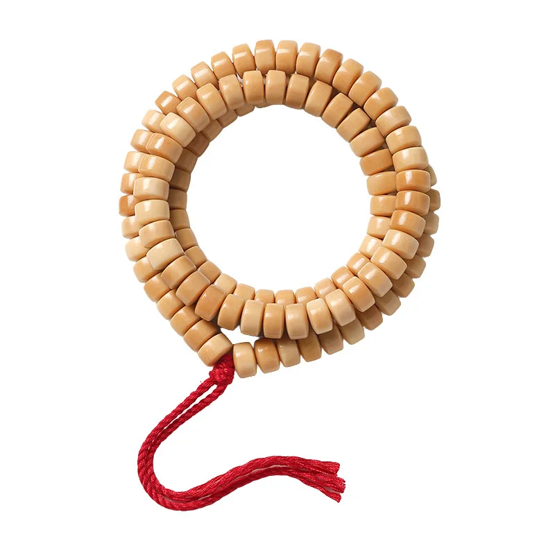 Natural Bodhi Bracelet Hainan White Jade Weathered Tablet Beads 108 Prayer Beads Unisex Wrist Mala for Meditation Gifts