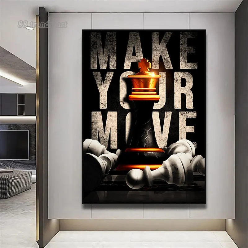 Inspirational Wall Art Picture Make Your Move Motivational Art Canvas Poster Print Wall Hanging Painting Office Home Decor Mural