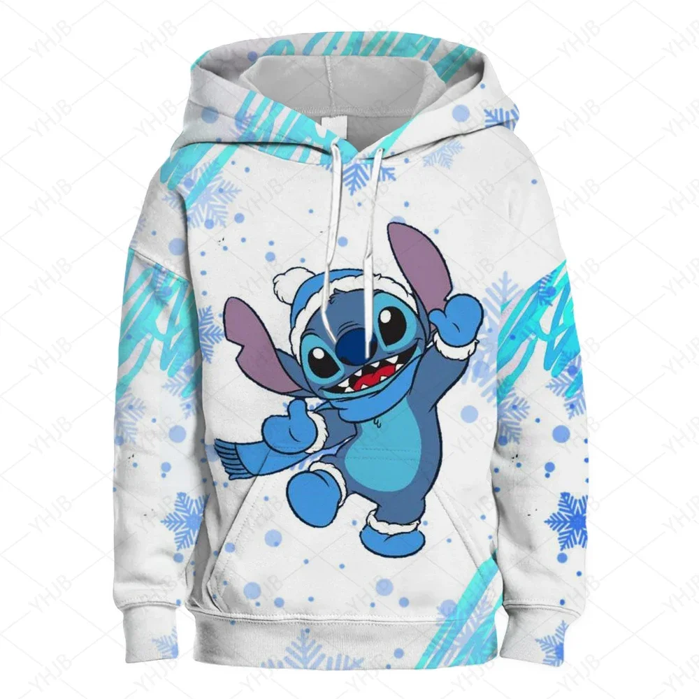 Sweat à capuche dessin animé Disney Stitch pour femme, vêtements de couple, arc d'anime, nouveau style, à la mode et décontracté, automne et hiver