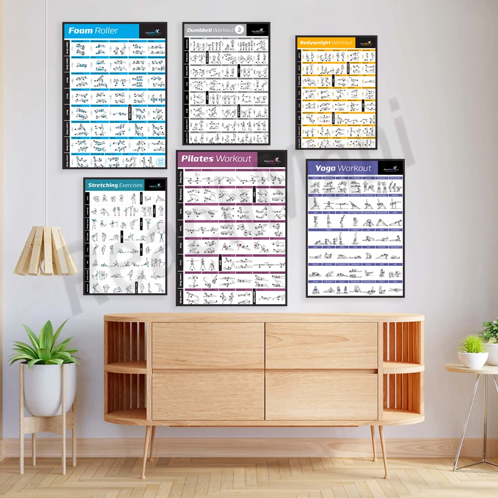 Body Exercise Training Chart Workout Home Gym Fitness Bodybuilding Art Painting Canvas Poster Wall Art Home Decor