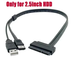 SATA 22Pin to Power ESATA Cable Splitter USB Power Wire Converter 2.5inch SATA 7+15Pin Hard Disk to eSATA Extend Cord Adapter