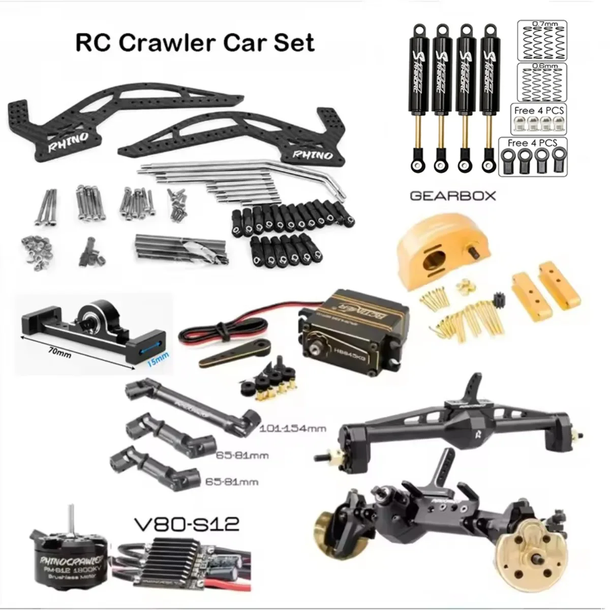 

Комплект внедорожного радиоуправляемого автомобиля Rhino YUE ONE 4WD, оси Capra, 3-скоростная коробка передач, двигатель 2340 кВ, металлический каркас