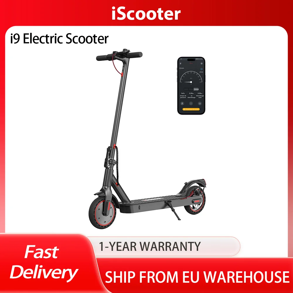 iScooter i9 Folding Electric Scooter, 30km/h Max Speed, 30km Max Range,350W Motor,4-6 hour Charging Time,8.5 Inch Honeycomb Tire