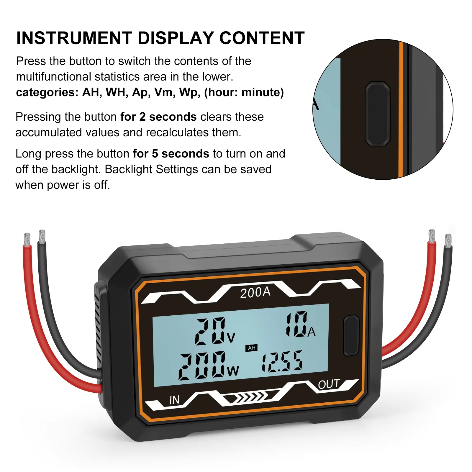 100/150/200A Battery Tester Watt Meter Power Analyzer Digital DC 0-60V Amp Volt Watt Meter Backlight LCD Voltmeter Ammeter