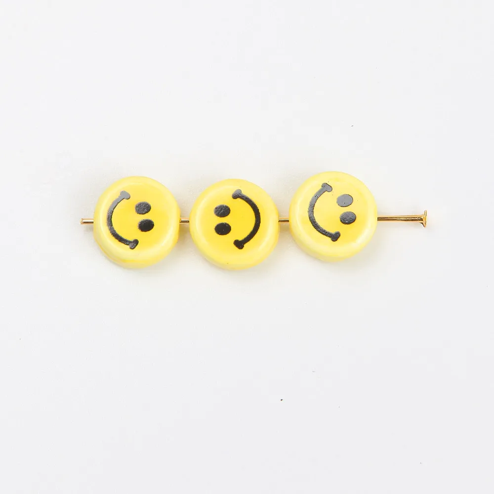 20pcs 8/10mm Ceramics Smiling Face Beads Septal Bead for Jewelry Making Bracelet DIY Handmade Beaded Necklace Accessories