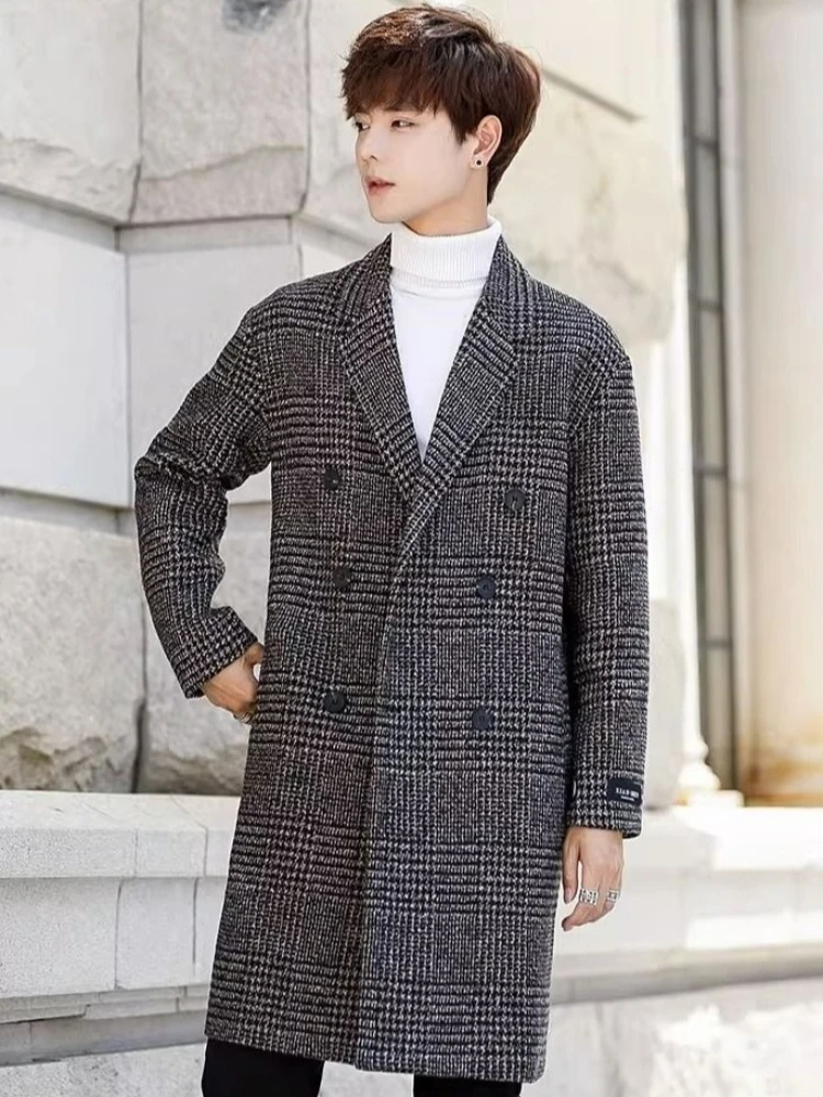 

Handmade Woolen Coat Men's Longline Design Warmth Fashionable European Streetwear​