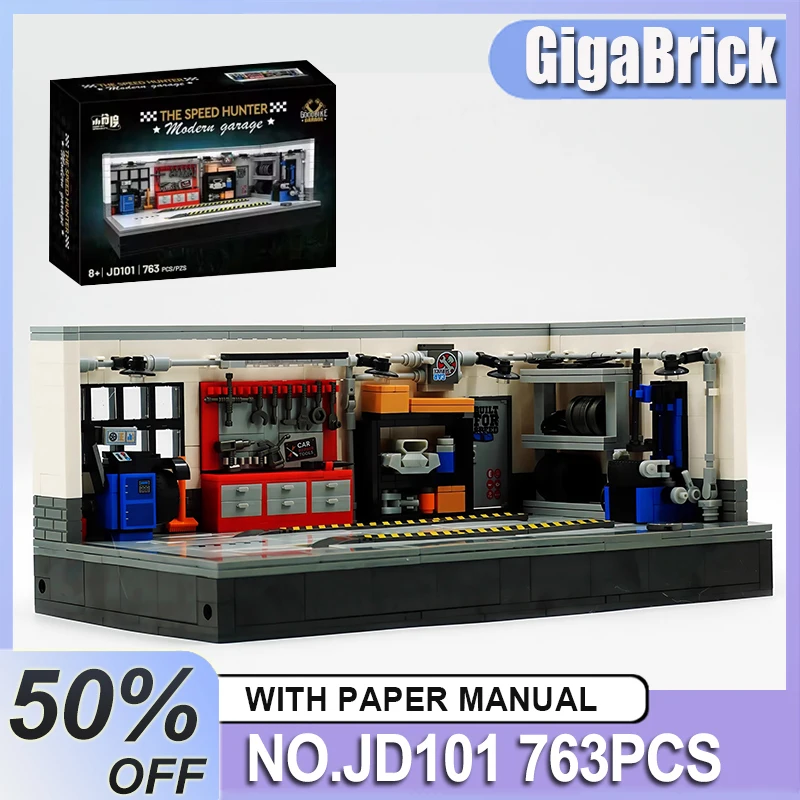 

MOC JD101 Detailed City Garage Construction Building Blocks Speed Vehicle Car Repair Shop with Lifting Platform Bricks Toys Kids