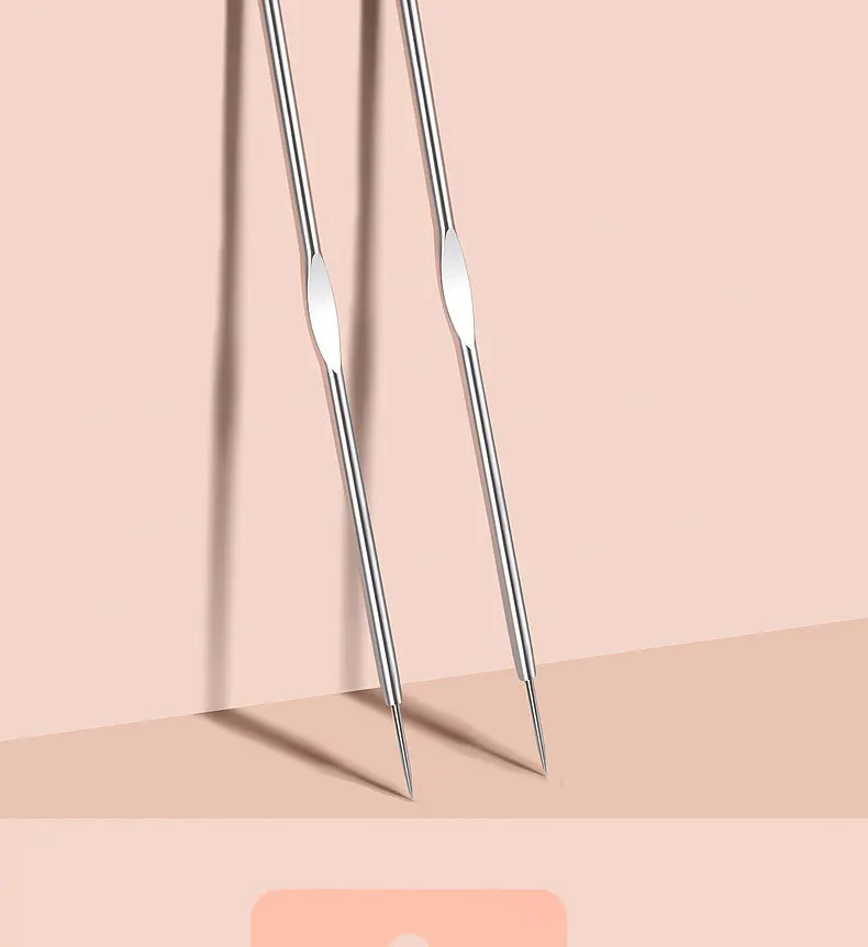 เครื่องกำจัดสิวเสี้ยน สิวอุดตัน สิวหัวดำ สิวอักเสบ 1/2 ชิ้น สำหรับดูแลผิวหน้า ผู้หญิง ความงาม รักษาสิว ทำความสะอาดรูขุมขน พร้อมเข็ม